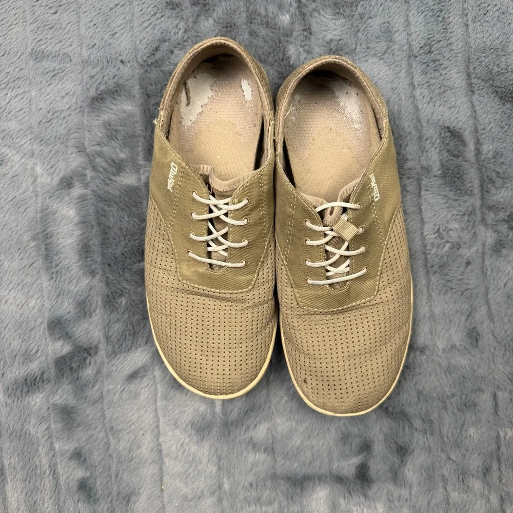 OluKai Nohea Moku Mens 8 Tan Brown Mesh Drop-In Heel Boat Shoes 10283-1020